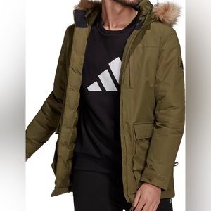 Adidas Men's Utilitas Hooded Parka with Faux Fur Trim NWT